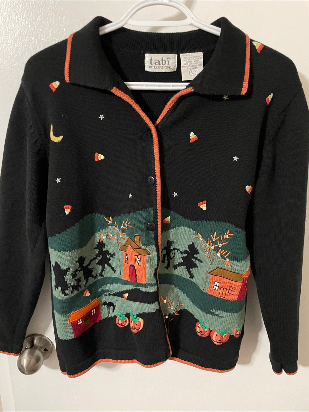 Vintage Tabi Black Cotton Halloween Inspired Cardigan Size Small